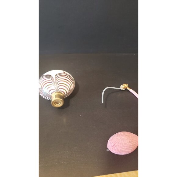 Vintage Iridescent White Atomizer: Purple Feather Design Vanity Decor - Picture 8 of 10